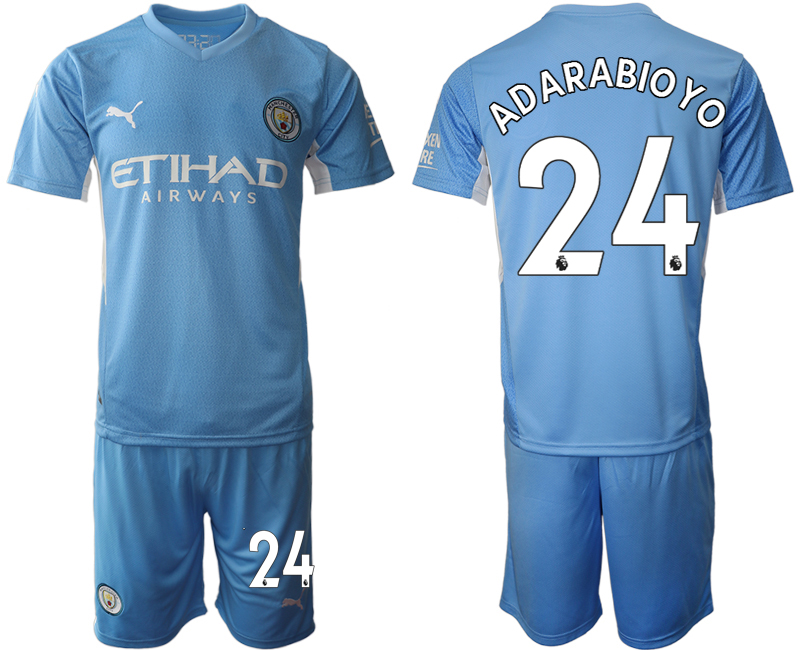 Men 2021-2022 Club Manchester City home Light blue #24 Soccer Jersey